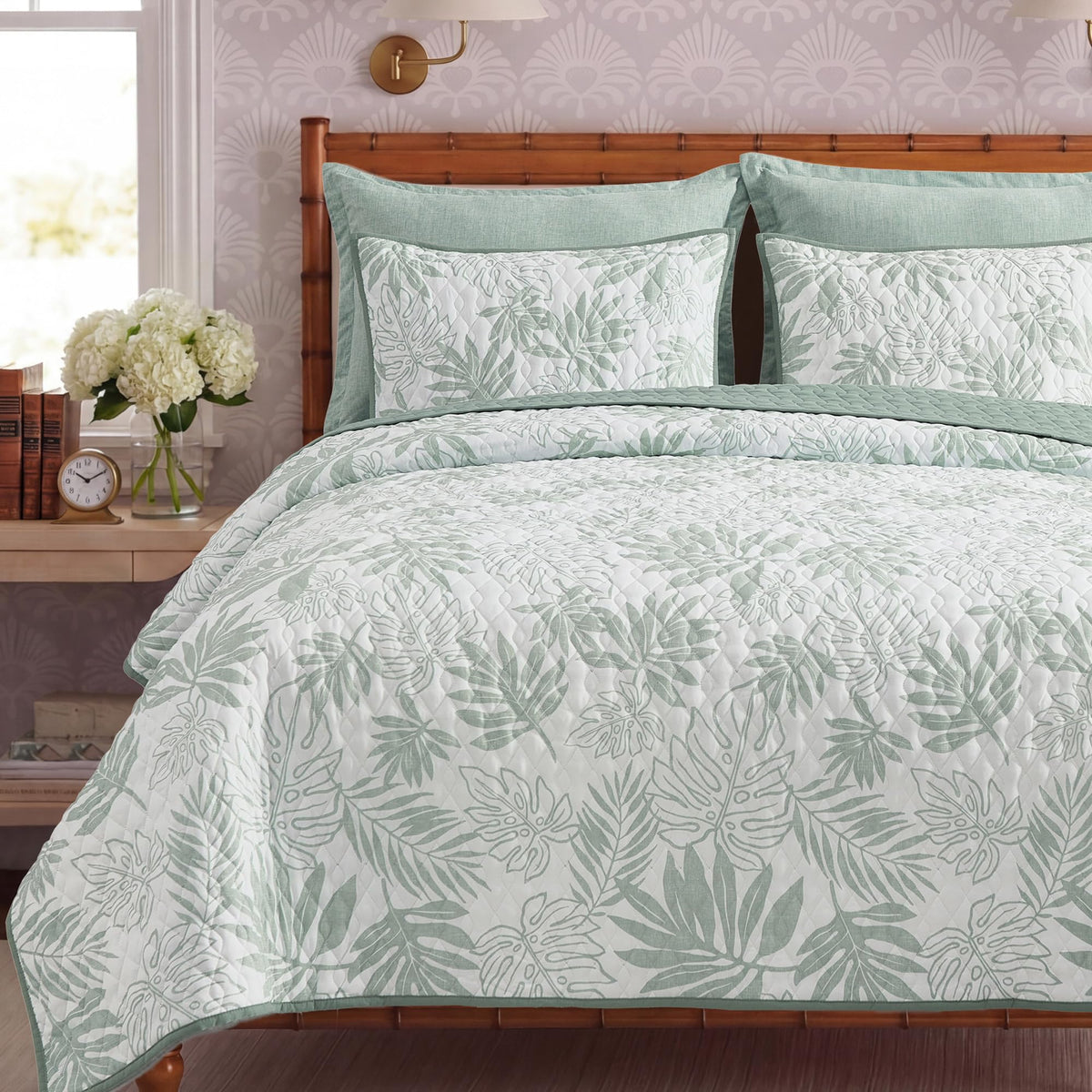 Twin/Twin XL Quilt Set-2 Pieces Soft Bedding Floral Reversible Coverlet