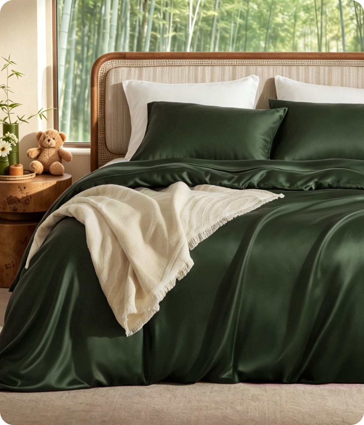 Bedsure PureWoven 100% Organic Bamboo Cooling Duvet Cover Set, Queen, Beige