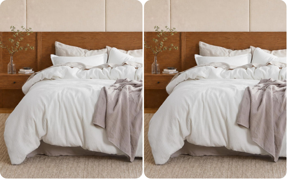 Bedsure PureWoven 3 Pieces 100% Cotton Waffle Weave Duvet Cover Set, Queen
