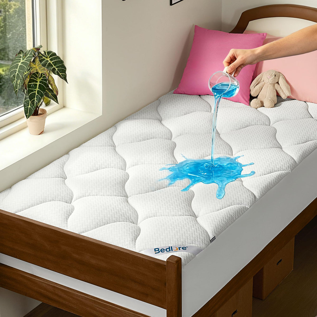 BEDLORE Waterproof King Mattress Pad, Breathable Mattress Protector with 6-18 Inch Deep Pocket, Quilted Fitted Mattress Topper Bed Cover, Noiseless & Machine Washable