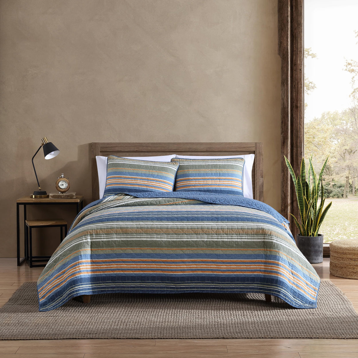 Eddie Bauer - Twin Reversible 100% Cotton Quilt Set with Coordinating Sham