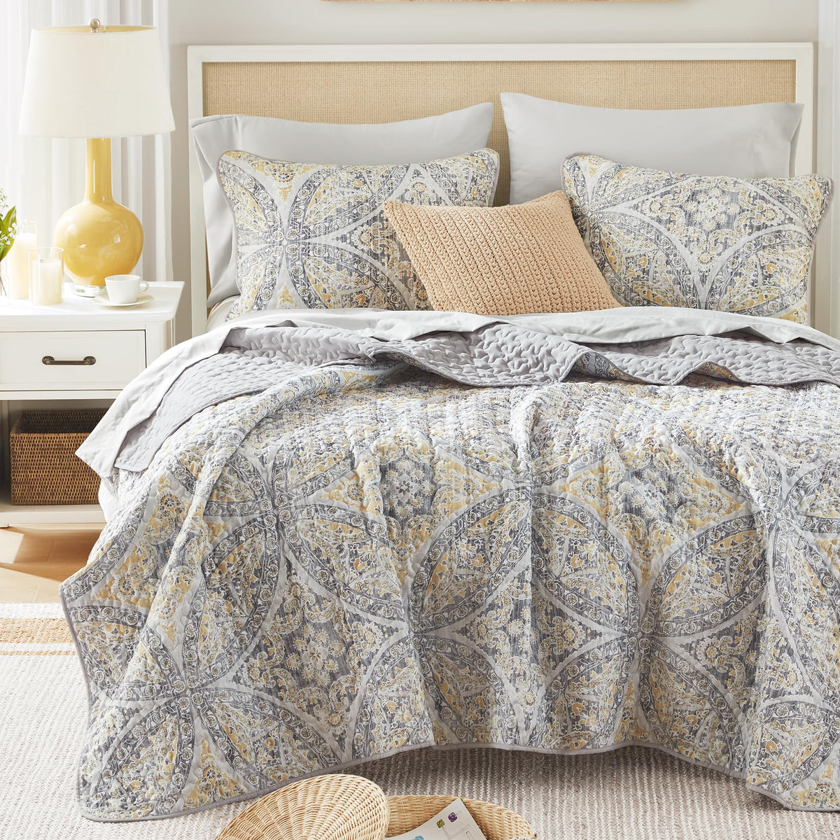 Comfort Spaces Gloria Boho Twin XL Quilt Set 2 Piece for Summer Aqua