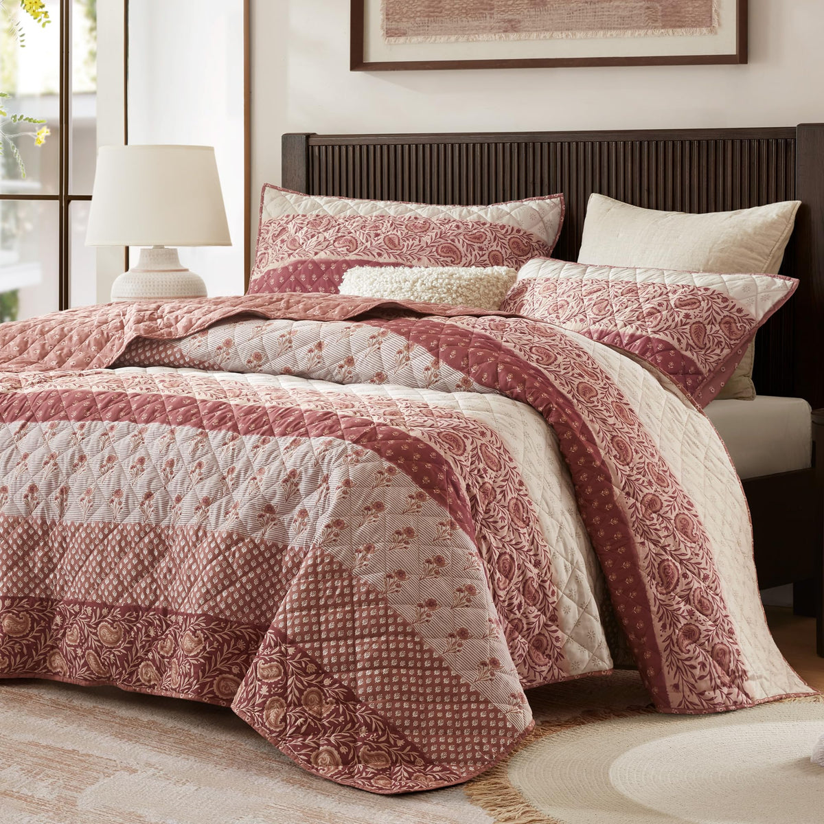 Comfort Spaces Valerie Boho Reversible Twin Quilt Bedding Set, 2 PC, Blue
