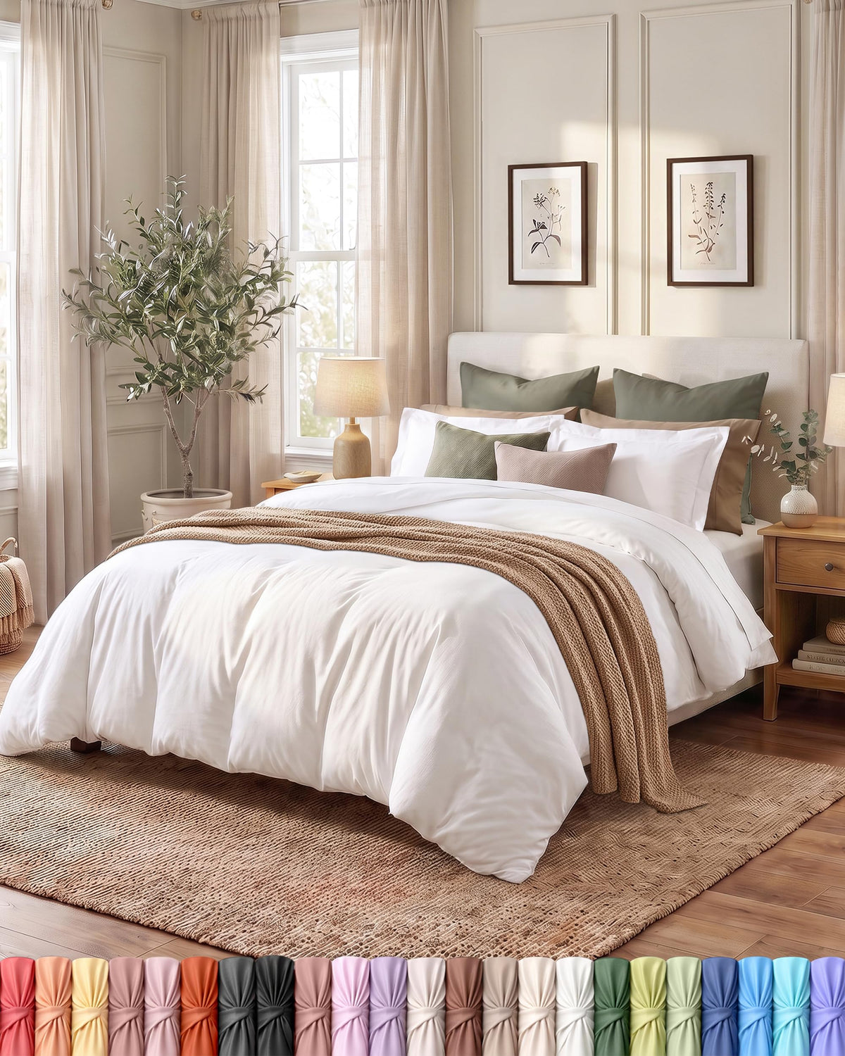 Duvet Cover Queen, 3 Piece Cotton Like Polyester with Zipper Closure, Grey
