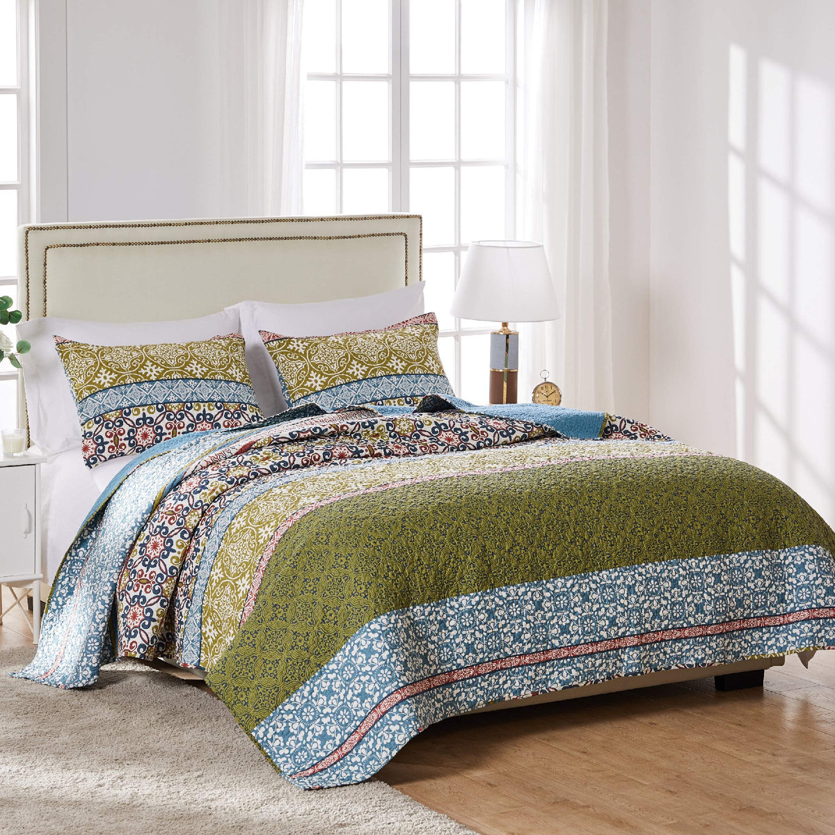 Greenland Home 100% Cotton Fashion Quilt Collection, Prewashed, Reversible Quilt Set, 2-Piece Twin/XL, Katy