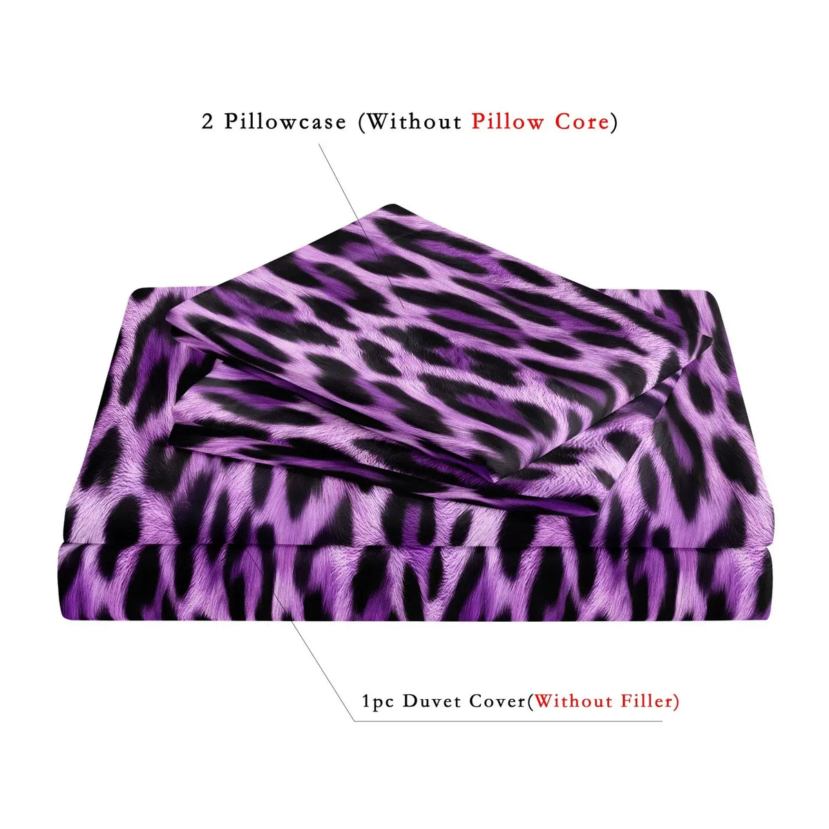 3pcs Purple Leopard Print Fashion Decorative Duvet Cover Set 1 Duvet Cover + 2 Pillowcases Without Pillow Inserts, Four Seasons Home Dorm High-Definition Printed Luxury Bedroom Patterned Bedding Set