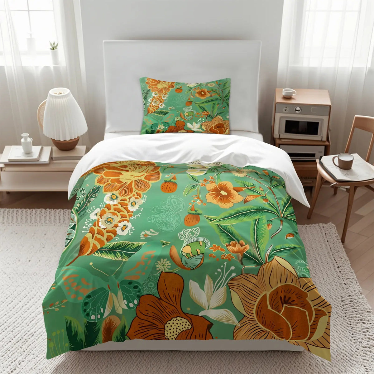 2/3Pcs Boho Floral Duvet Cover Set, Vibrant Tropical Botanical Comforter Cover, Black Background Bohemian Bedding Set with Pillowcases, No Filler, For Women Teen Girls Bedroom Dorm Apartment Home Decor
