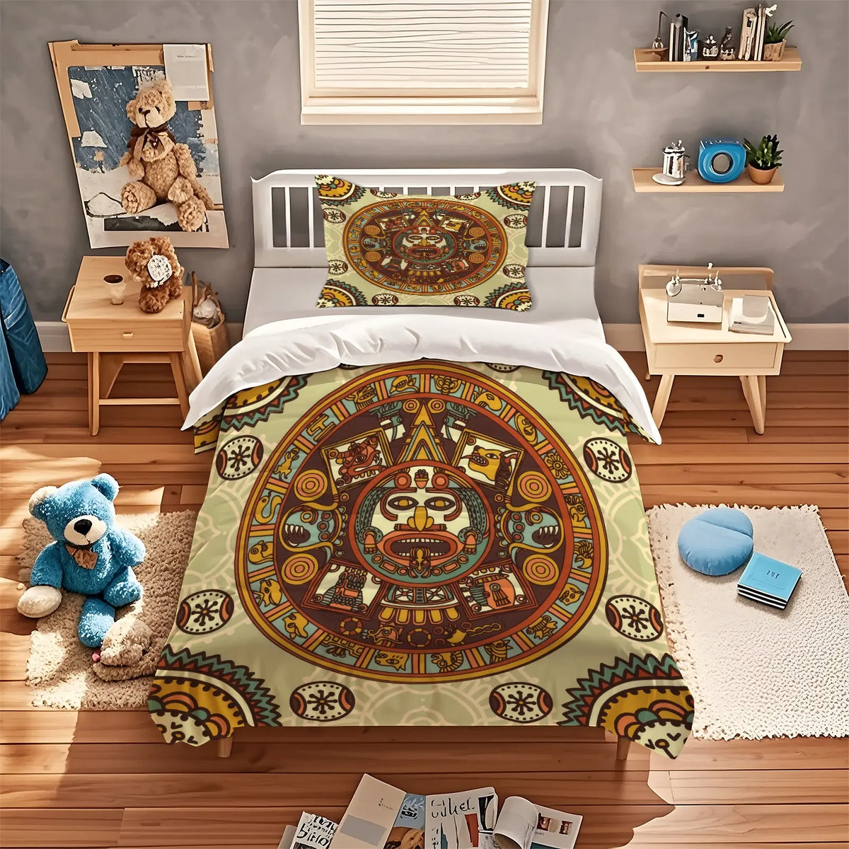 Aztel Sunstone Pattern Duvet Cover Set, Soft And Comfortable Bedding Set, Including 1 Duvet Cover And 1 Or 2 Pillowcases (Not Including Fillers), Suitable For Teenagers And Adults, Bedroom, Apartment, Guest Room, Dormitory Scene