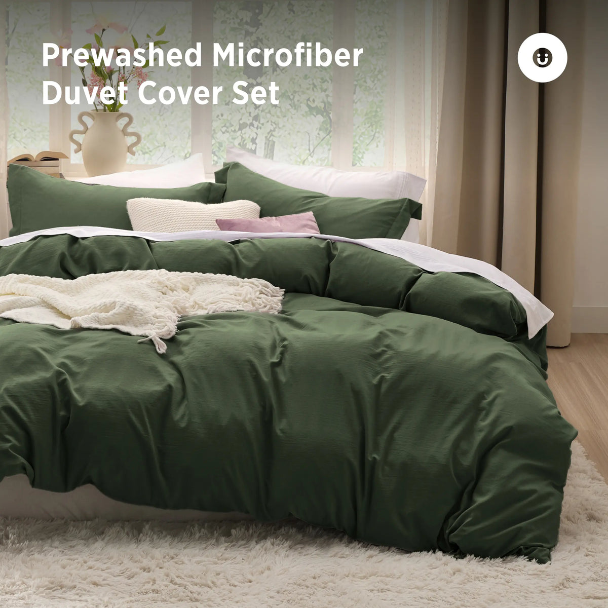 Bedsure White 3-Piece Prewashed Cotton-Like Polyester Duvet Cover Bedding Set, Home Goods, Lightweight, Includes 1 Zippered Cover & 2 Shams, Soft Texture for Cozy Nights, No Comforter