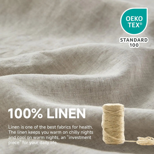 Simple&Opulence 100% Linen Duvet Cover Set, Natural French Flax Ruffle Duvet Cover, Breathable Comfy Linen Bedding Comforter Cover with Pillowcase,tiktokshopsummersale