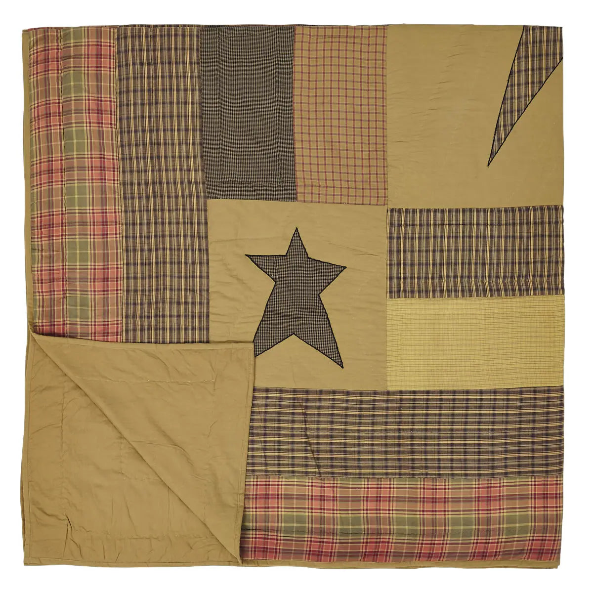 Stratford King Size Quilt - Decorative Country, Earth Tone, Farmhouse Shabby Chic, Khaki Bedding Quilt, Decorative Country Quilts, Earth Tone Quilts
