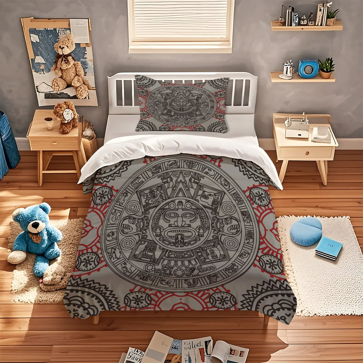 Aztel Sunstone Pattern Duvet Cover Set, Soft And Comfortable Bedding Set, Including 1 Duvet Cover And 1 Or 2 Pillowcases (Not Including Fillers), Suitable For Teenagers And Adults, Bedroom, Apartment, Guest Room, Dormitory Scene