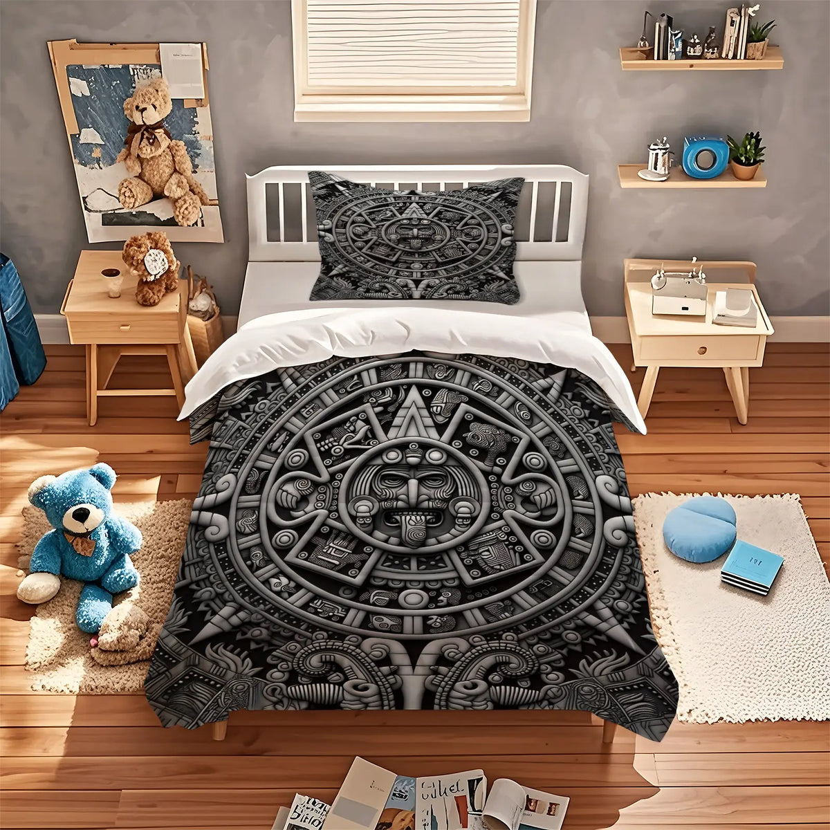 Aztel Sunstone Pattern Duvet Cover Set, Soft And Comfortable Bedding Set, Including 1 Duvet Cover And 1 Or 2 Pillowcases (Not Including Fillers), Suitable For Teenagers And Adults, Bedroom, Apartment, Guest Room, Dormitory Scene