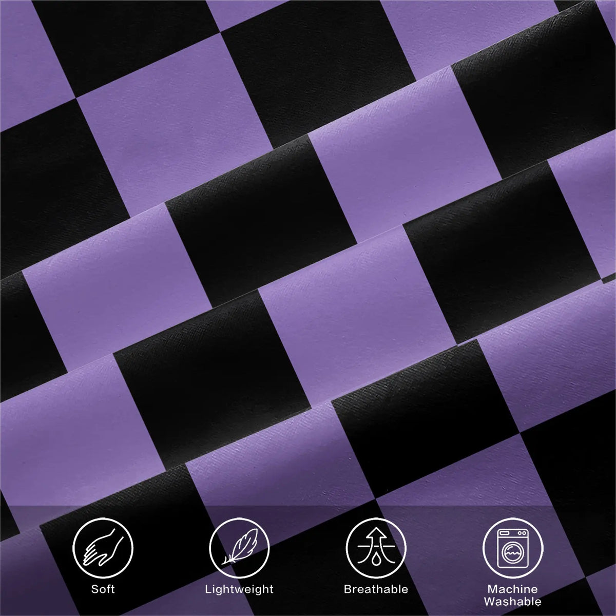 2/3Pcs Purple Black Checkerboard Duvet Cover Set, Grid Print Comforter Cover, Soft Microfiber Bedding Set (No Filler), Trendy Check Bed Set for Teens, Bedroom & Dorm Decor