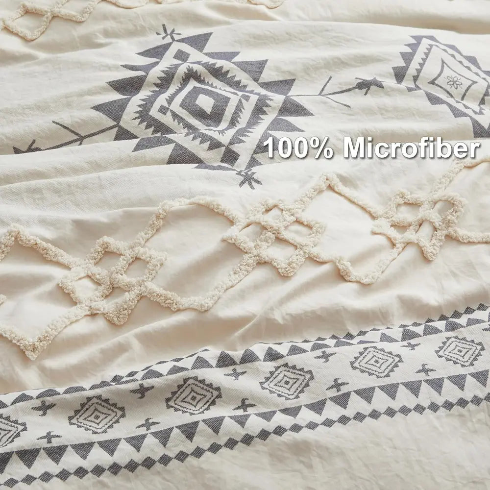 Duvet Cover Set King Size, Beige and Gray Clash 3 Pieces Microfiber Bedding Set, Durable and Soft Duvet Covers with Zipper and Ties, 104"*00"