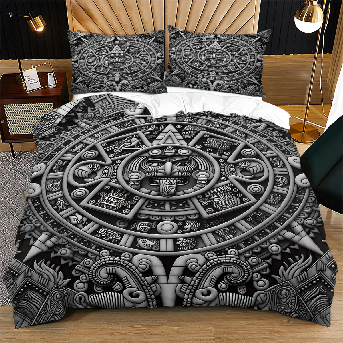 Aztel Sunstone Pattern Duvet Cover Set, Soft And Comfortable Bedding Set, Including 1 Duvet Cover And 1 Or 2 Pillowcases (Not Including Fillers), Suitable For Teenagers And Adults, Bedroom, Apartment, Guest Room, Dormitory Scene