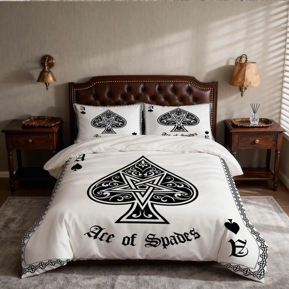 Gothic Ace Of Spades Poker Printed Duvet Cover Set, 2/3 Pack (1 Duvet Cover + 1/2 Pillowcases, No Inserts), Soft Cozy Bedding, Theme Bedding Set, for Teen and Adult Bedrooms, Perfect Gift for Boys