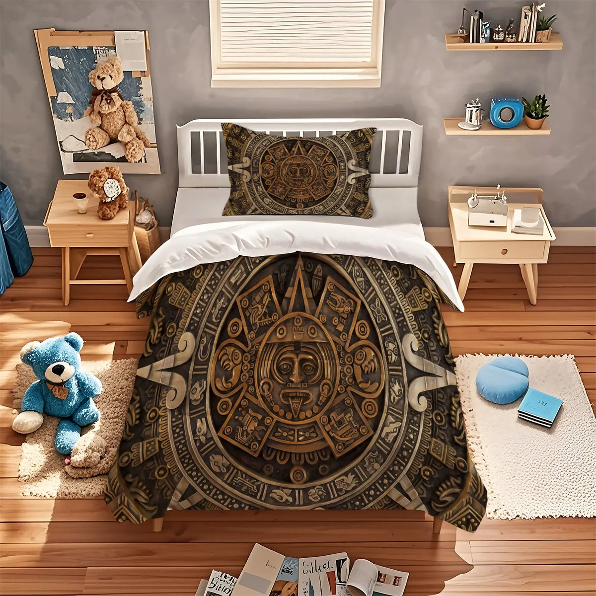 Aztel Sunstone Pattern Duvet Cover Set, Soft And Comfortable Bedding Set, Including 1 Duvet Cover And 1 Or 2 Pillowcases (Not Including Fillers), Suitable For Teenagers And Adults, Bedroom, Apartment, Guest Room, Dormitory Scene