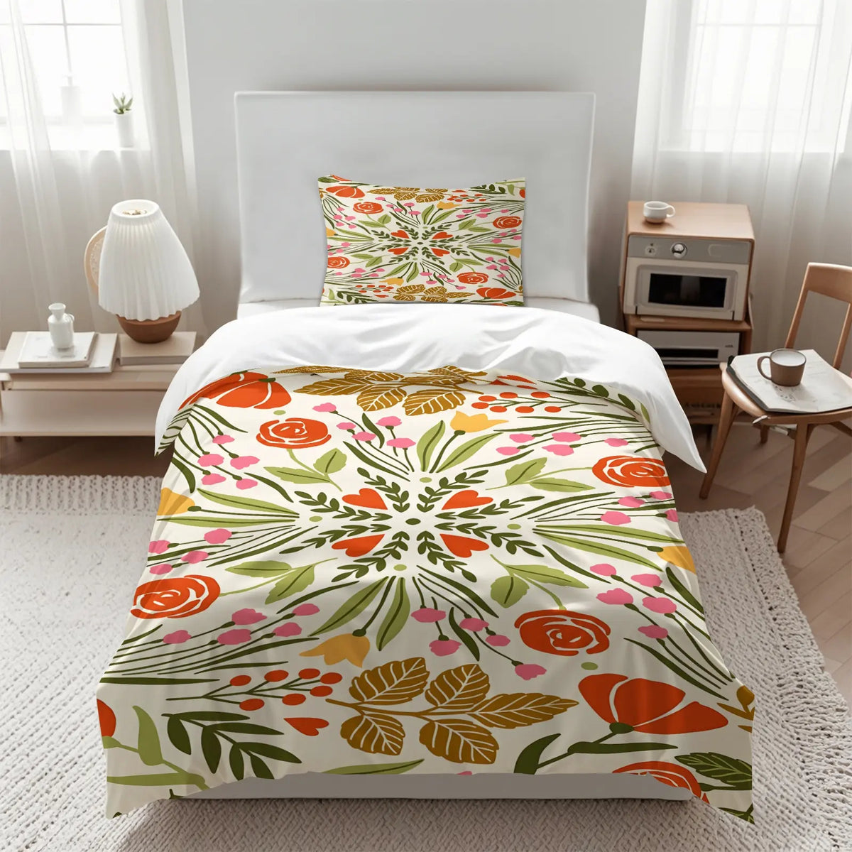 2/3Pcs Boho Floral Duvet Cover Set, Vibrant Tropical Botanical Comforter Cover, Black Background Bohemian Bedding Set with Pillowcases, No Filler, For Women Teen Girls Bedroom Dorm Apartment Home Decor