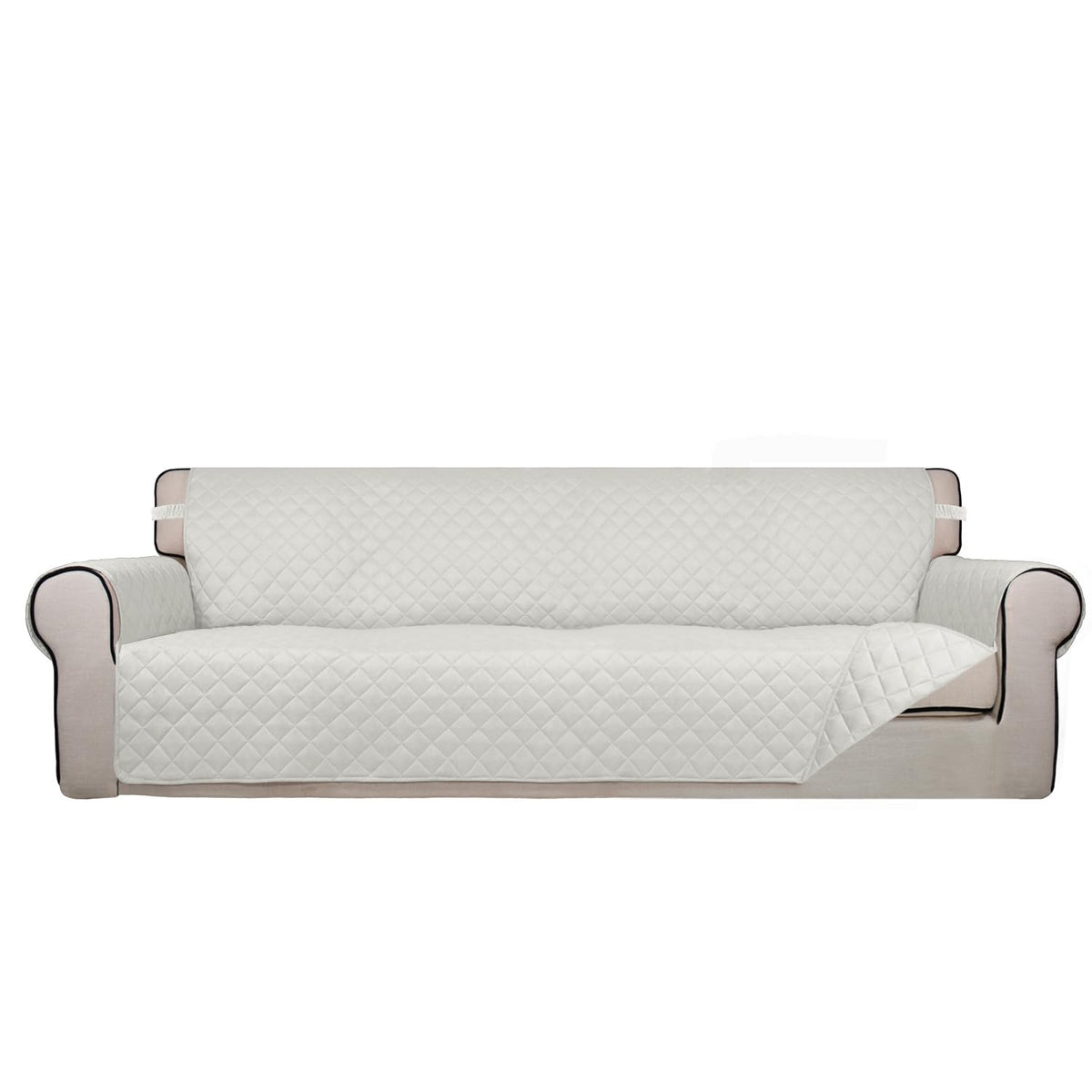 PureFit Reversible Quilted Sofa Cover, Water Resistant Slipcover Furniture Protector, Washable Couch Cover with Non Slip and Elastic Straps for Kids, Dogs, Pets (Sofa, Beige/Beige)