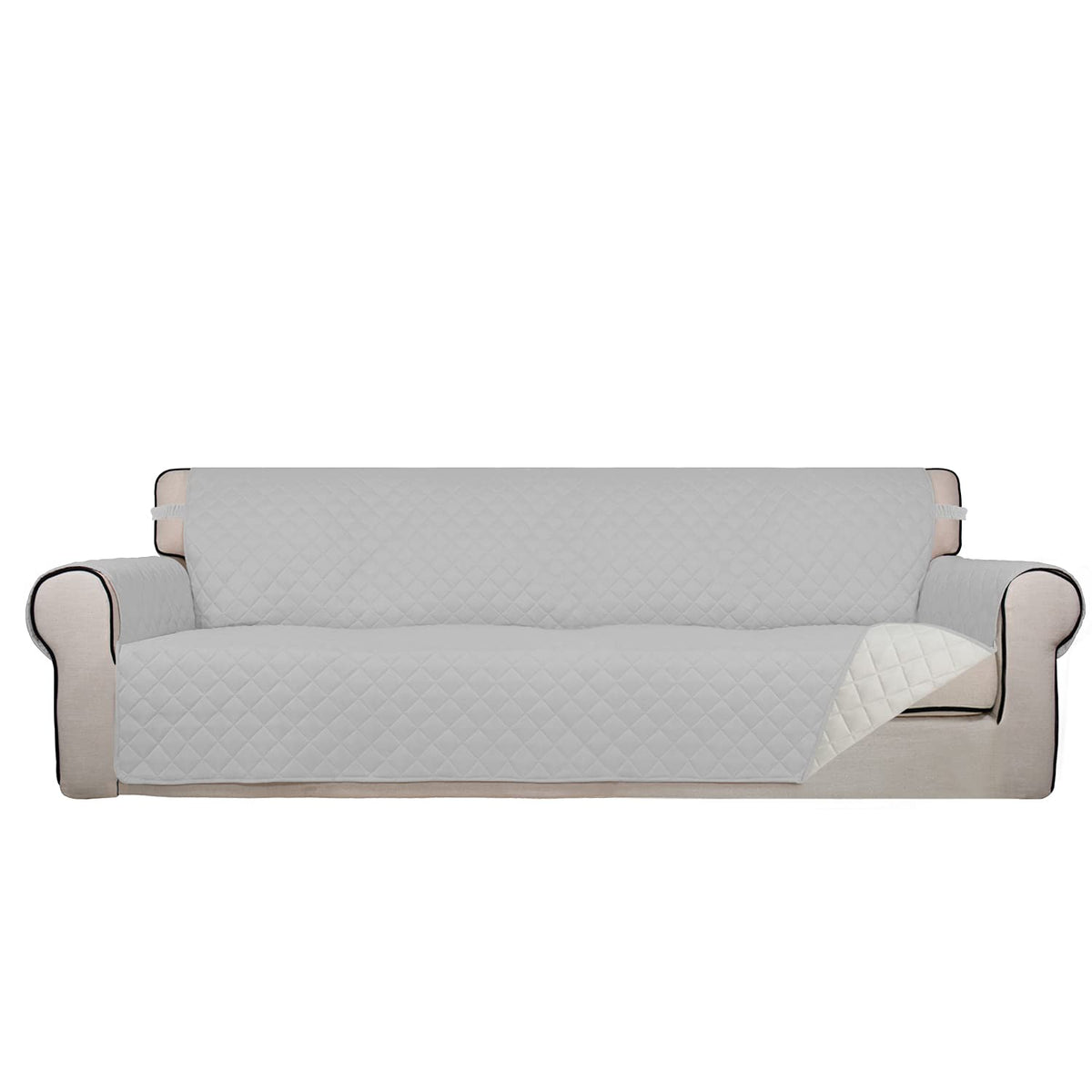 PureFit Reversible Quilted Sofa Cover, Water Resistant Slipcover Furniture Protector, Washable Couch Cover with Non Slip and Elastic Straps for Kids, Dogs, Pets (Sofa, Beige/Beige)