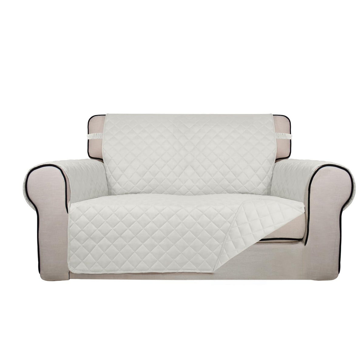 PureFit Reversible Quilted Sofa Cover, Water Resistant Slipcover Furniture Protector, Washable Couch Cover with Non Slip and Elastic Straps for Kids, Dogs, Pets (Sofa, Beige/Beige)