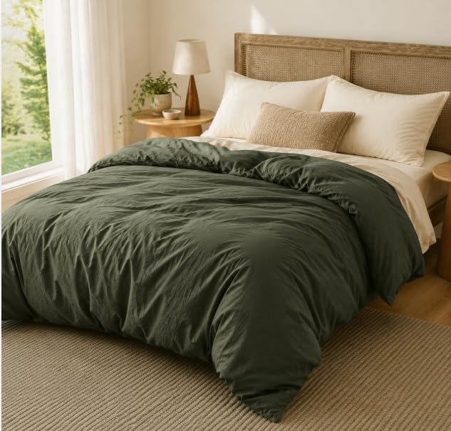 Bedsure Prewashed Duvet Cover Full, Cotton-Like Soft Bedding Set, White