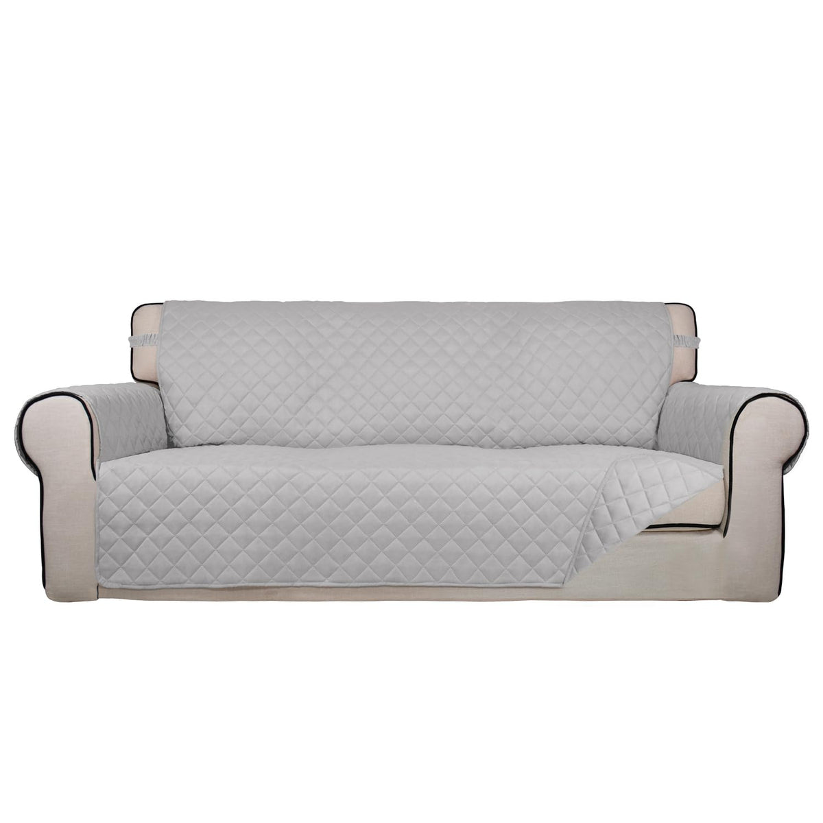 PureFit Reversible Quilted Sofa Cover, Water Resistant Slipcover Furniture Protector, Washable Couch Cover with Non Slip and Elastic Straps for Kids, Dogs, Pets (Sofa, Beige/Beige)