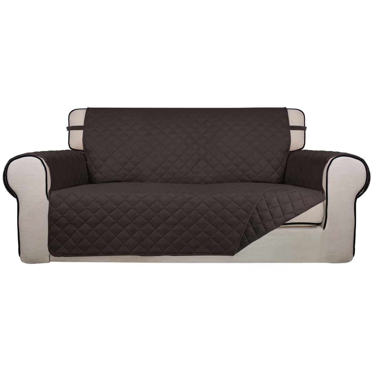 PureFit Reversible Quilted Sofa Cover, Water Resistant Slipcover Furniture Protector, Washable Couch Cover with Non Slip and Elastic Straps for Kids, Dogs, Pets (Sofa, Beige/Beige)