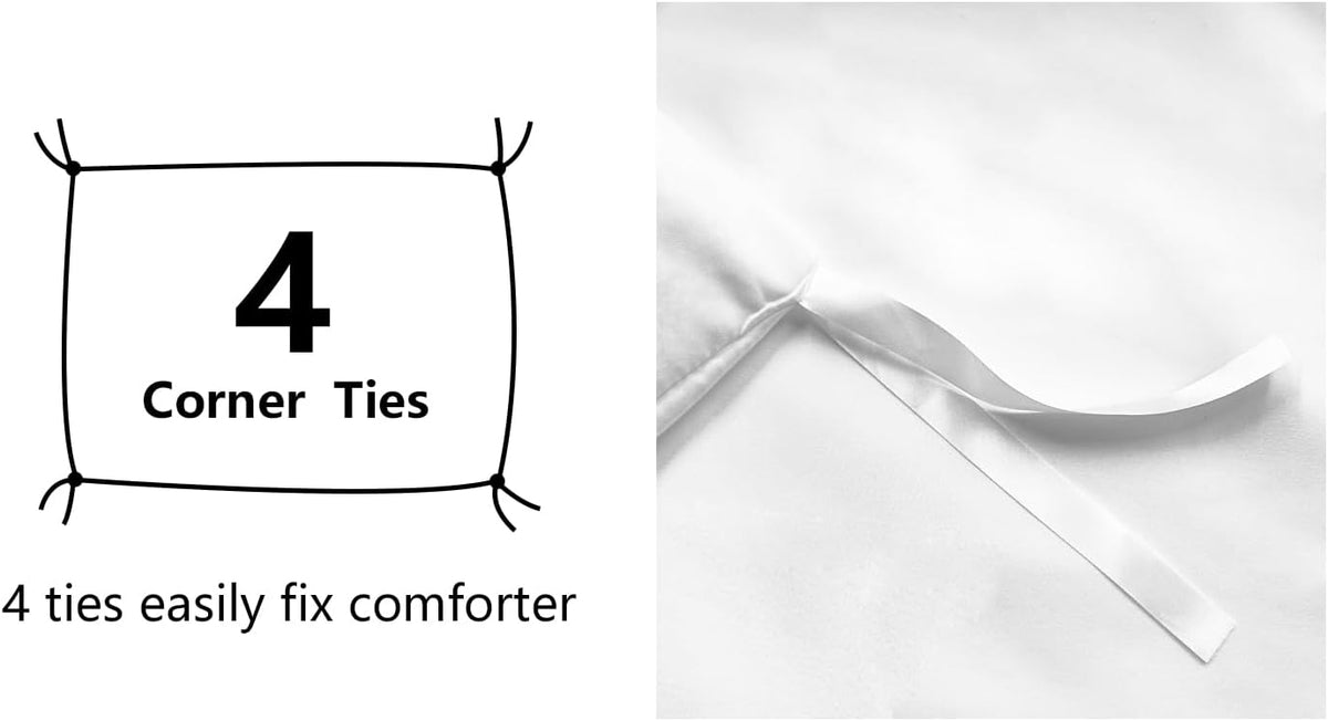 Amazon Basics Lightweight Wrinkle-Resistant Microfiber 3 Piece Duvet Cover Set with Zipper Closure, Full/Queen, Bright White Temp