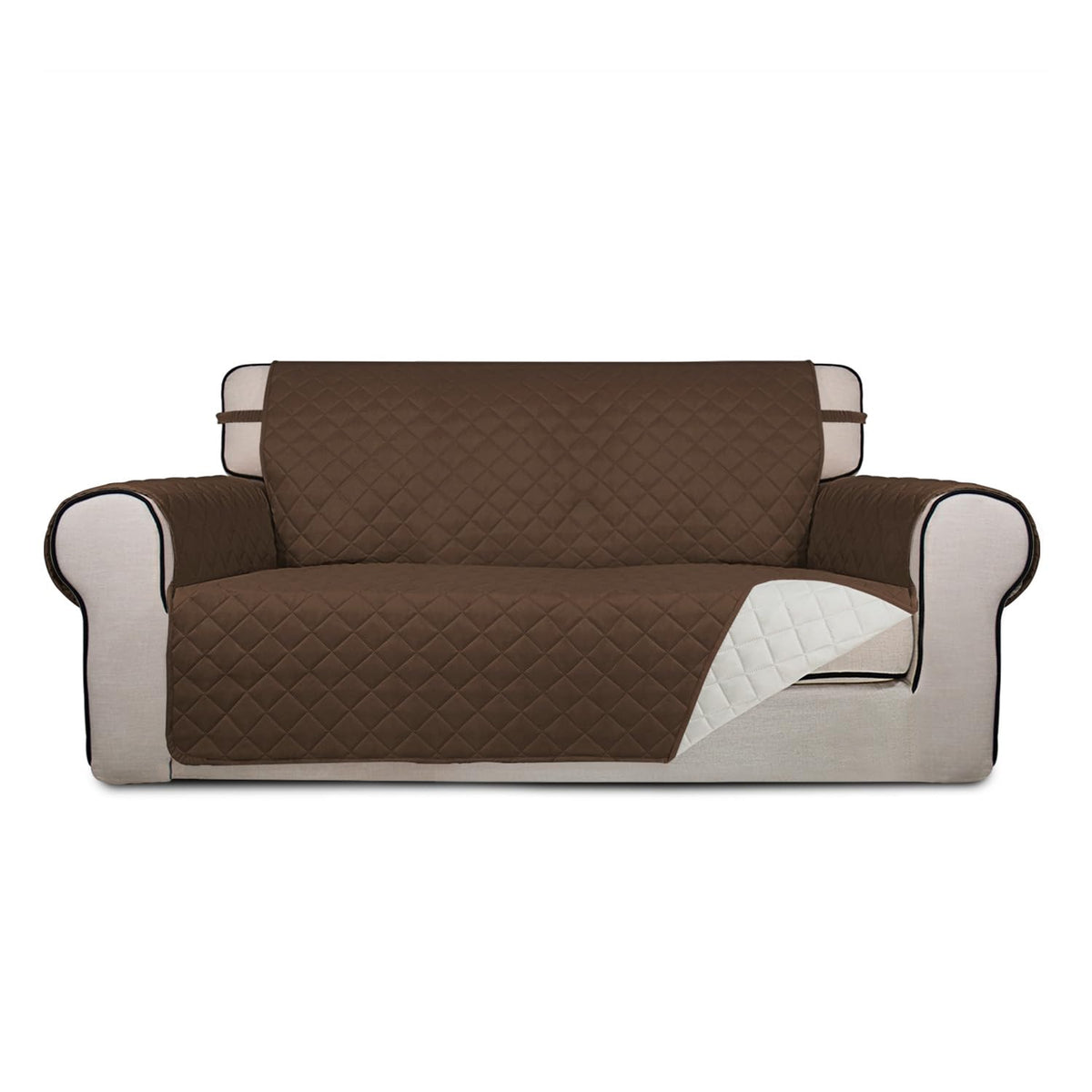 PureFit Reversible Quilted Sofa Cover, Water Resistant Slipcover Furniture Protector, Washable Couch Cover with Non Slip and Elastic Straps for Kids, Dogs, Pets (Sofa, Beige/Beige)