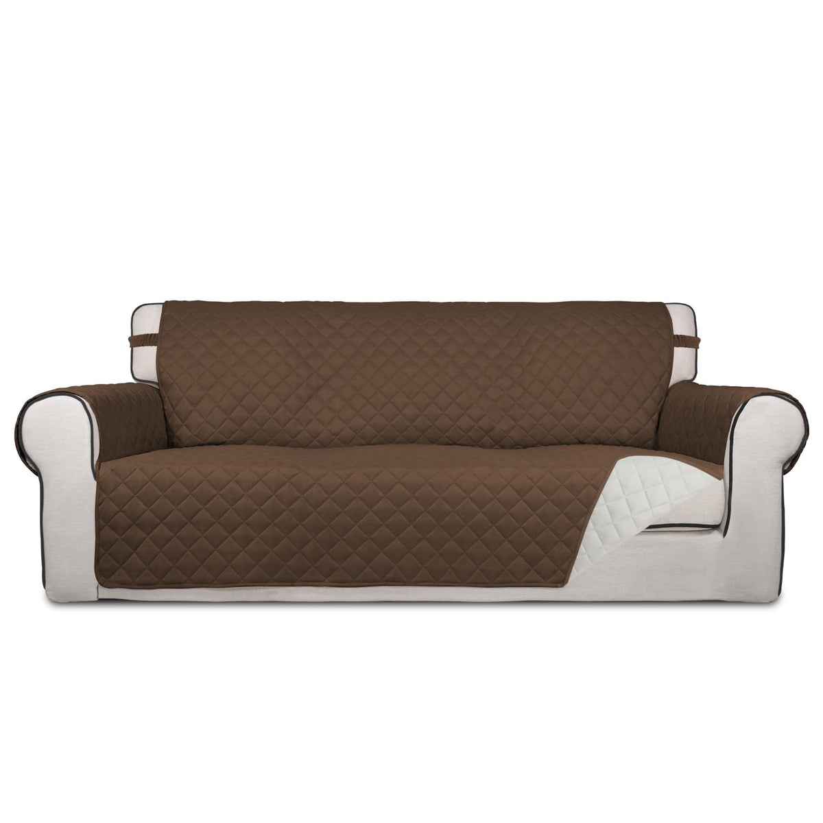 PureFit Reversible Quilted Sofa Cover, Water Resistant Slipcover Furniture Protector, Washable Couch Cover with Non Slip and Elastic Straps for Kids, Dogs, Pets (Sofa, Beige/Beige)