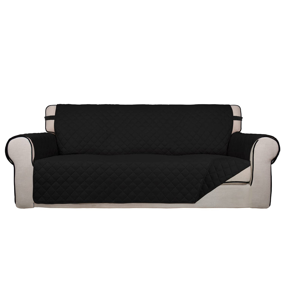 PureFit Reversible Quilted Sofa Cover, Water Resistant Slipcover Furniture Protector, Washable Couch Cover with Non Slip and Elastic Straps for Kids, Dogs, Pets (Sofa, Beige/Beige)