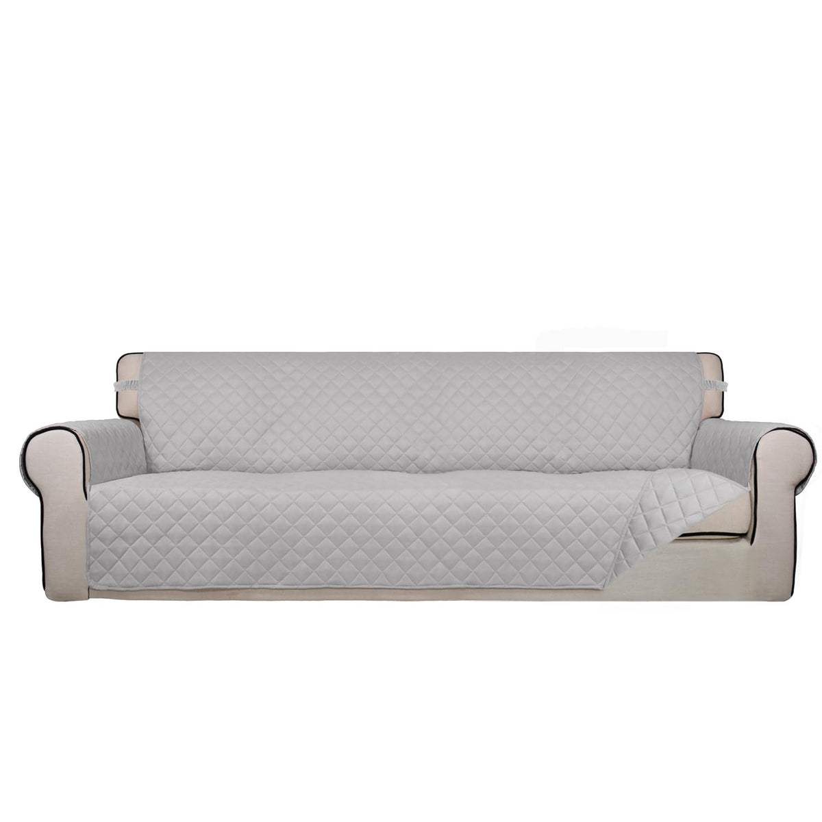 PureFit Reversible Quilted Sofa Cover, Water Resistant Slipcover Furniture Protector, Washable Couch Cover with Non Slip and Elastic Straps for Kids, Dogs, Pets (Sofa, Beige/Beige)