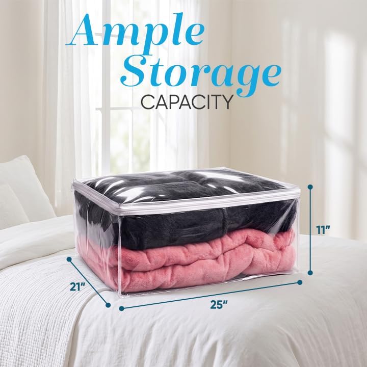 Handy Laundry Comforter Storage Bag – Large 90L Clear Zippered Organizer for Blankets, Bedding, Clothes & Pillows, Durable Plastic Storage for Closet, Moving, Under Bed – Dust & Moisture Protection