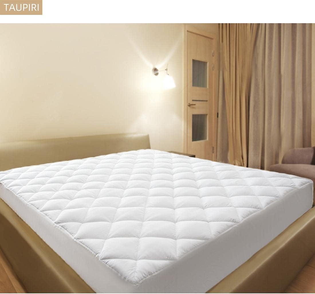 Taupiri King Quilted Mattress Pad Cover with Deep Pocket (8"-21"), White