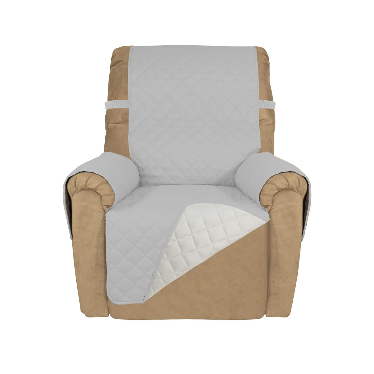 PureFit Reversible Quilted Sofa Cover, Water Resistant Slipcover Furniture Protector, Washable Couch Cover with Non Slip and Elastic Straps for Kids, Dogs, Pets (Sofa, Beige/Beige)