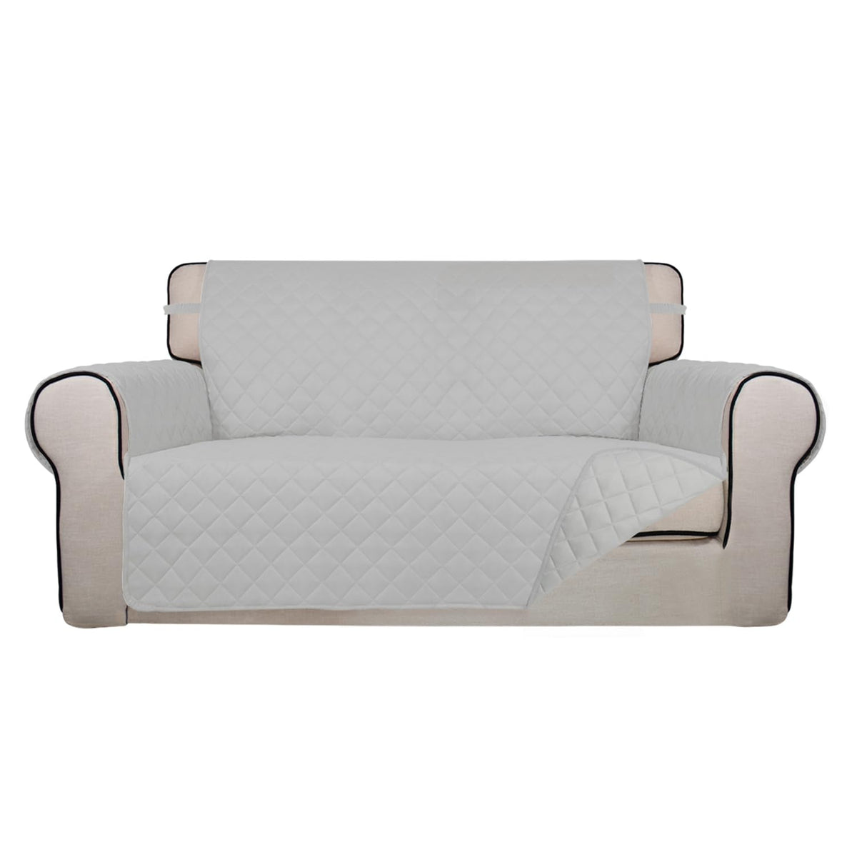 PureFit Reversible Quilted Sofa Cover, Water Resistant Slipcover Furniture Protector, Washable Couch Cover with Non Slip and Elastic Straps for Kids, Dogs, Pets (Sofa, Beige/Beige)