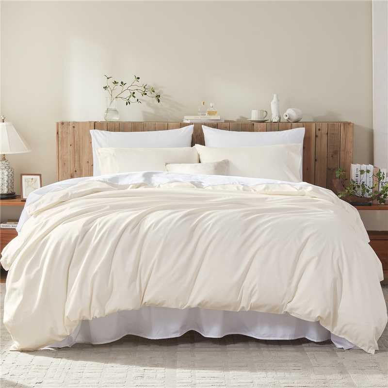 Cream White Duvet Cover Queen Size Ultra Soft 100% Egyptian Cotton