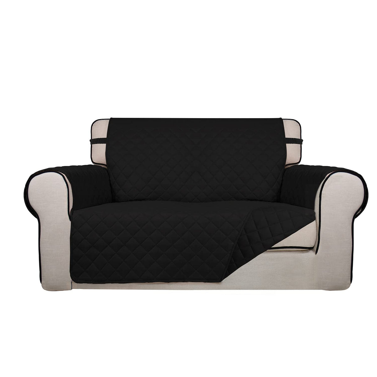 PureFit Reversible Quilted Sofa Cover, Water Resistant Slipcover Furniture Protector, Washable Couch Cover with Non Slip and Elastic Straps for Kids, Dogs, Pets (Sofa, Beige/Beige)