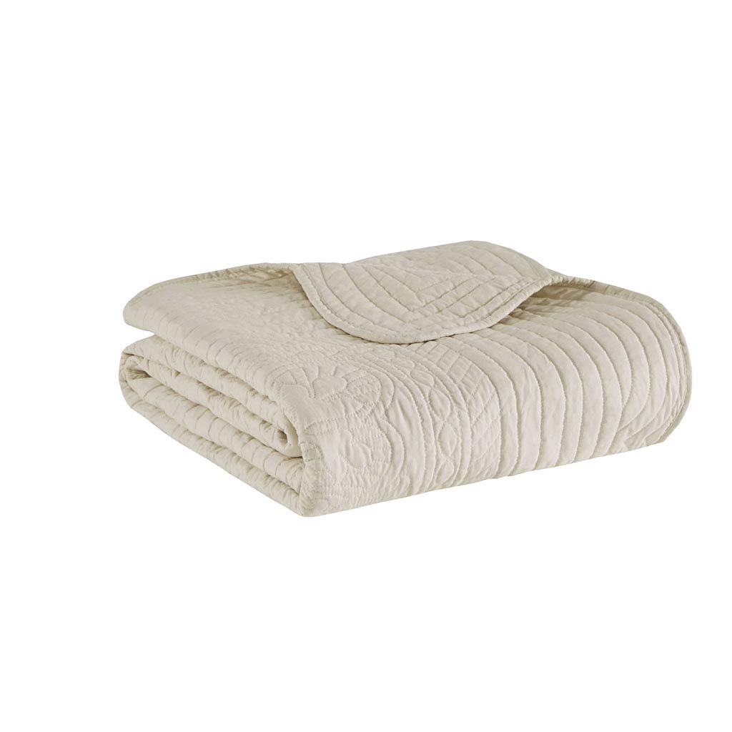 Madison Park Luxe Damask Stitching Throw Blanket, 60"x72"