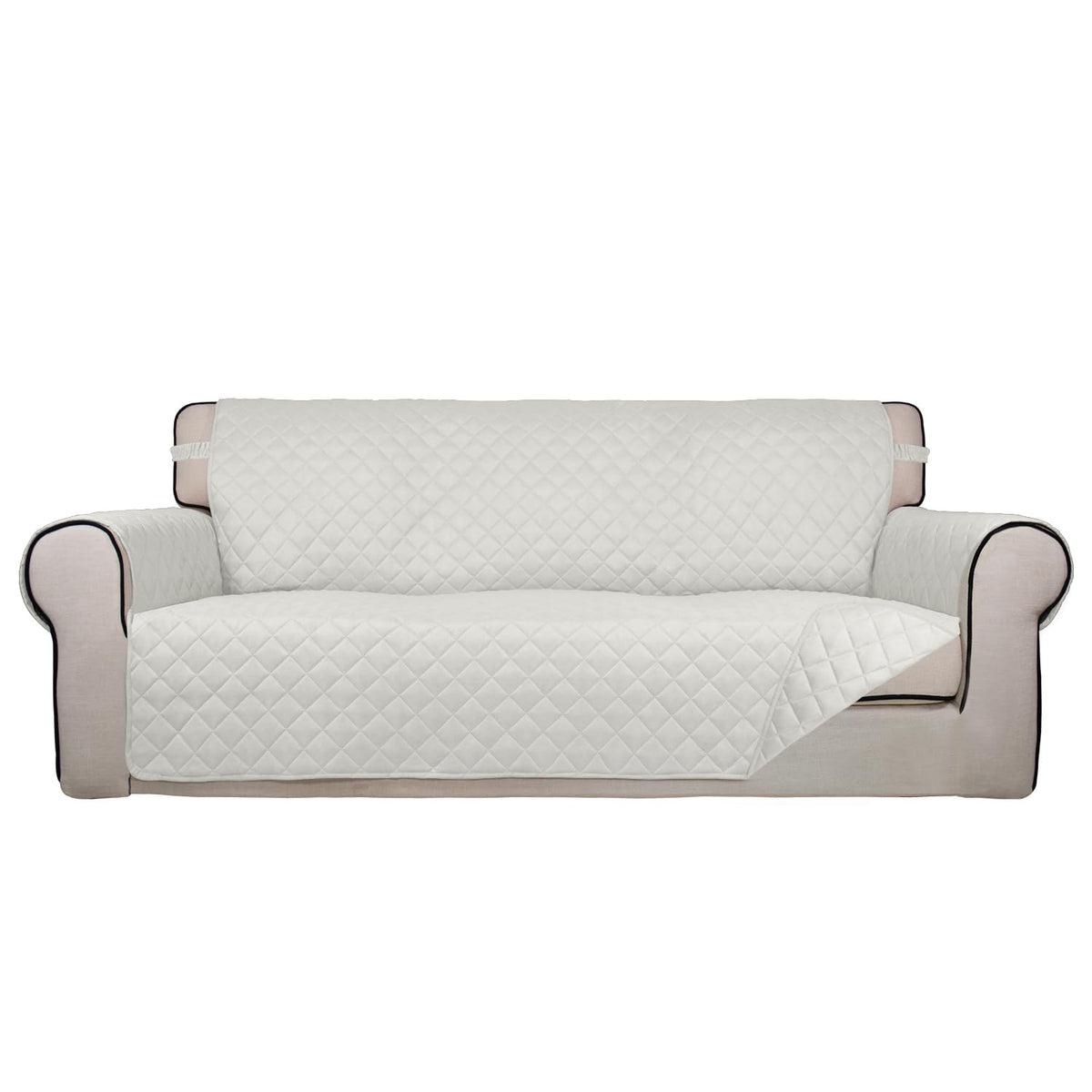 PureFit Reversible Quilted Sofa Cover, Water Resistant Slipcover Furniture Protector, Washable Couch Cover with Non Slip and Elastic Straps for Kids, Dogs, Pets (Sofa, Beige/Beige)