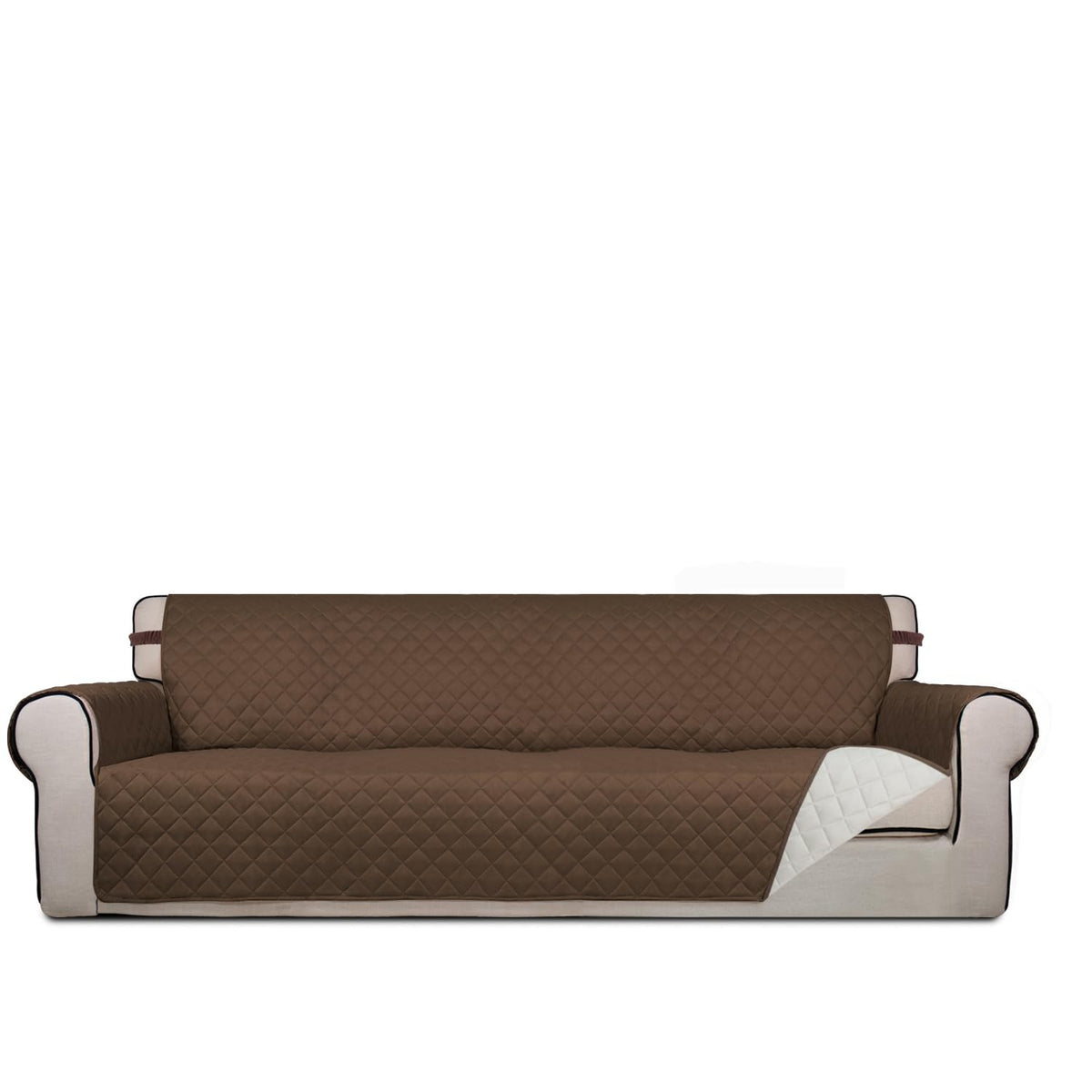 PureFit Reversible Quilted Sofa Cover, Water Resistant Slipcover Furniture Protector, Washable Couch Cover with Non Slip and Elastic Straps for Kids, Dogs, Pets (Sofa, Beige/Beige)