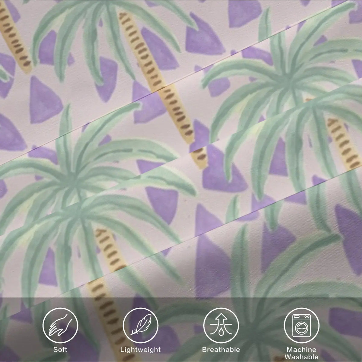 Tropical Palm Tree Print Duvet Cover Set, 2/3 Pieces (1 Duvet Cover and 1/2 Pillowcases), Pillow Inserts and Comforter Insert Not Included, Coastal Vacation Style Single-Sided Printed Soft and Comfortable Bedding, Suitable for Bedroom, Dorm, Apartment and
