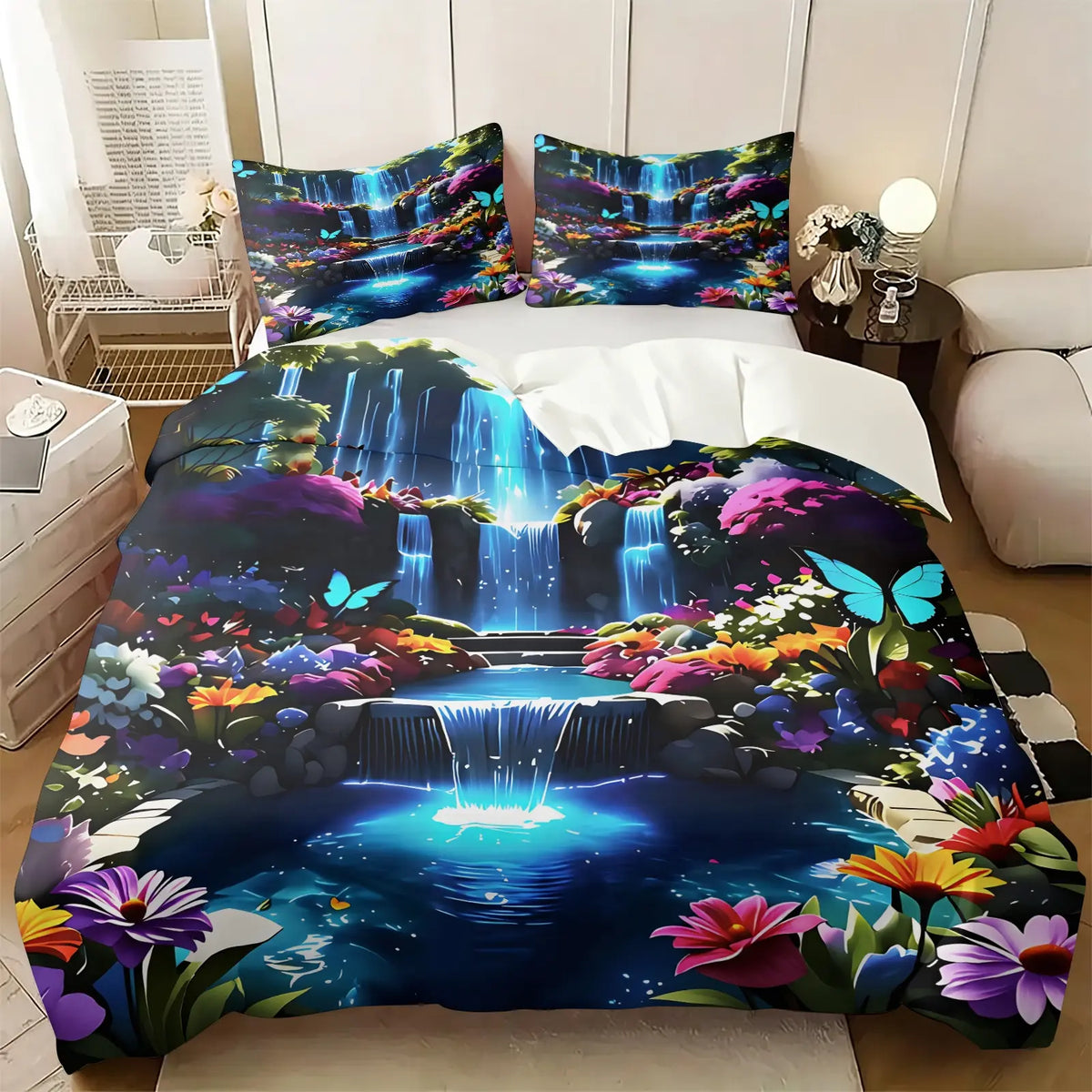 2/3Pcs Ultra Soft Polyester 2Pcs Psychedelic Neon Sea Turtle Coral Reef Duvet Cover Set Easy Care Washable Comforter Cover With Pillowcase Trendy Vibrant Ocean Pattern Home Bedding Decoration