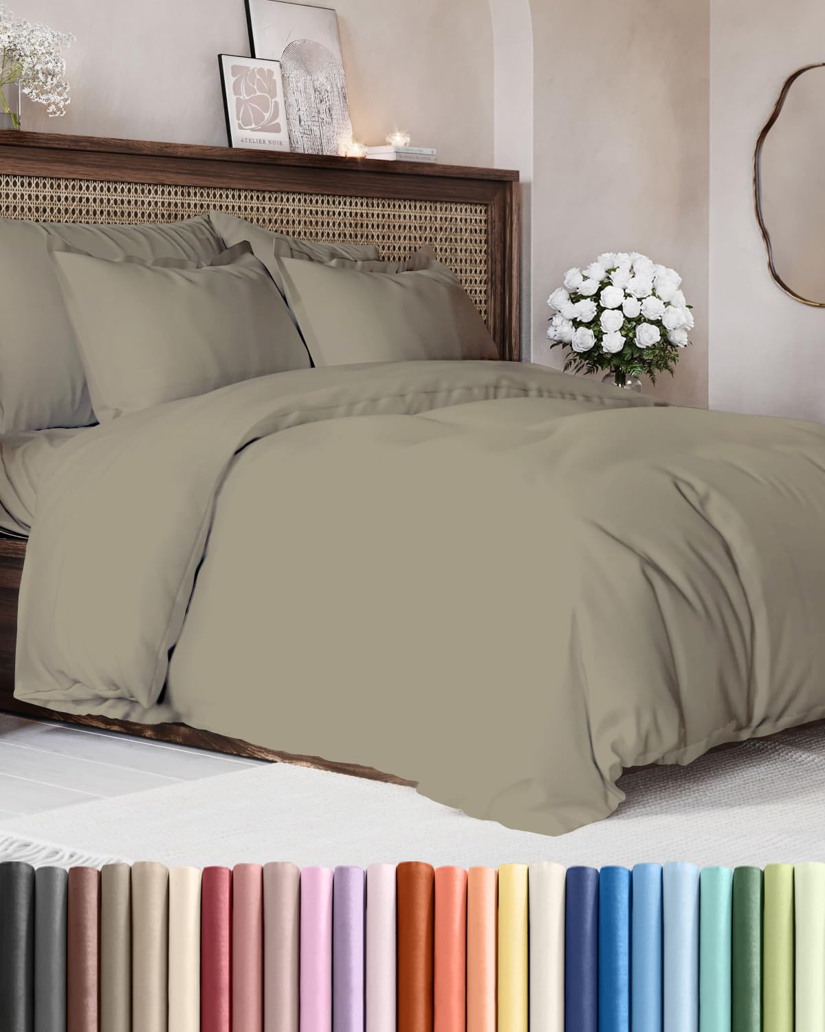 Duvet Cover Queen Size - Extra Soft 3 Piece with Zipper Closure - White