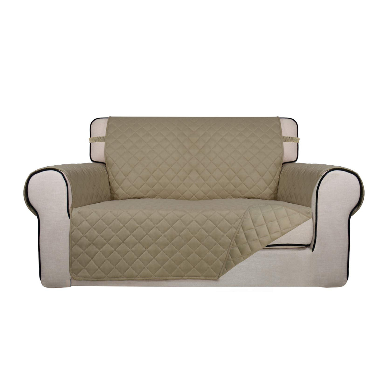 PureFit Reversible Quilted Sofa Cover, Water Resistant Slipcover Furniture Protector, Washable Couch Cover with Non Slip and Elastic Straps for Kids, Dogs, Pets (Sofa, Beige/Beige)
