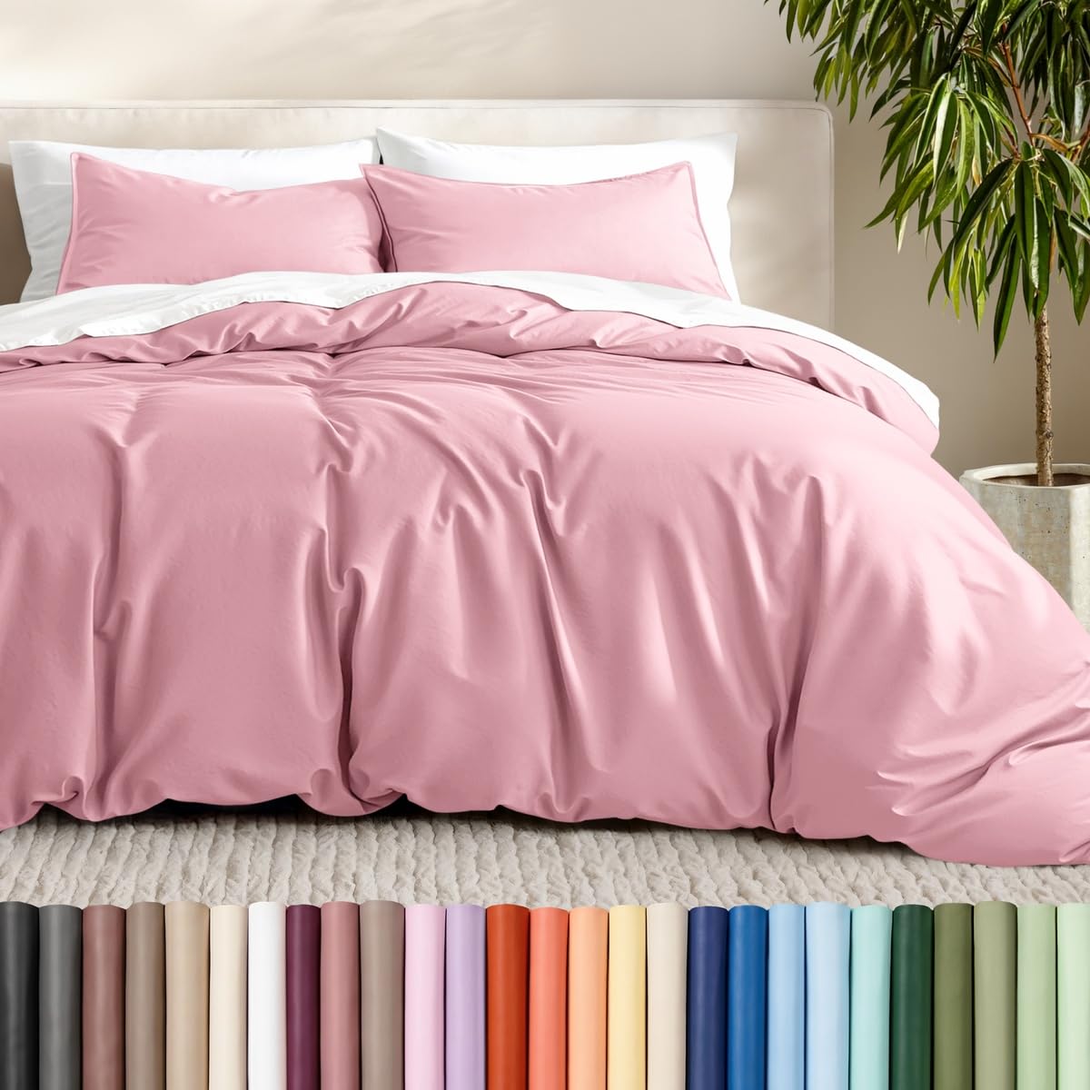 Bare Home Duvet Cover Set 1800 Ultra-Soft (Queen, Grey)