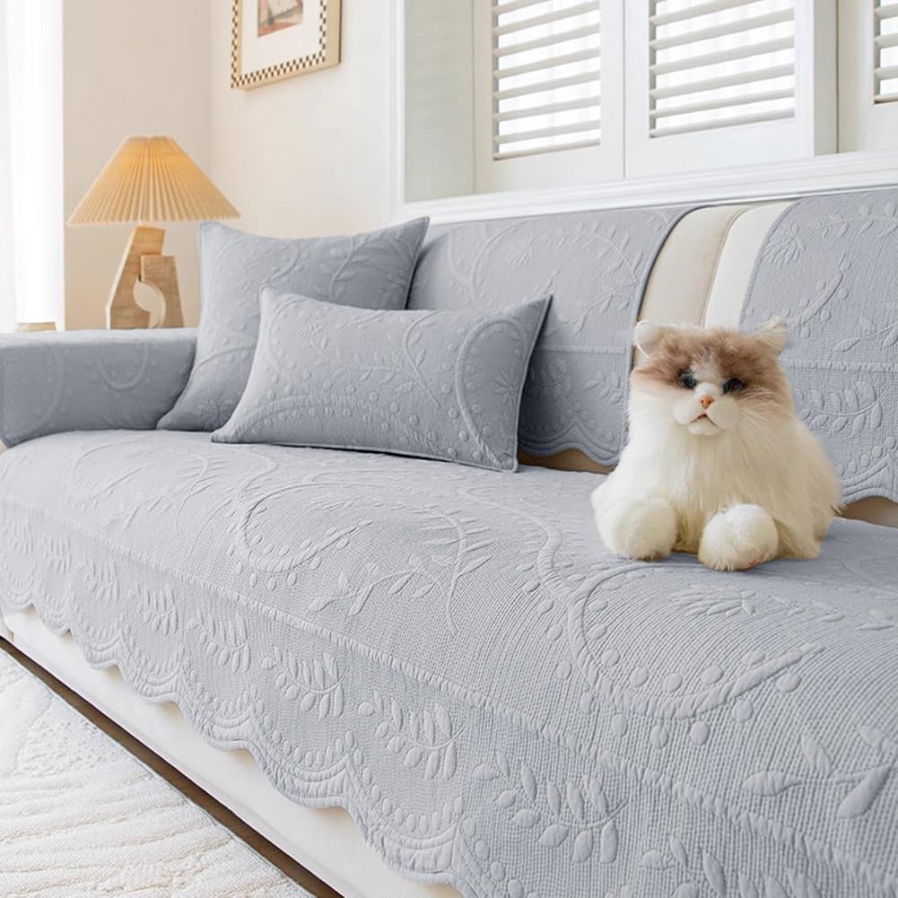 Cotton Quilted Couch Cover for Sofa Sectional Sofa Covers Washable(Beige,28"x28")