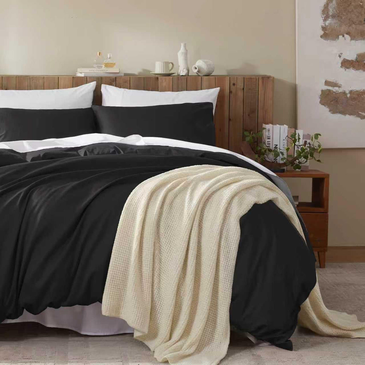 Cream White Duvet Cover Queen Size Ultra Soft 100% Egyptian Cotton